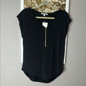 Black Zip-Front Top - brand new